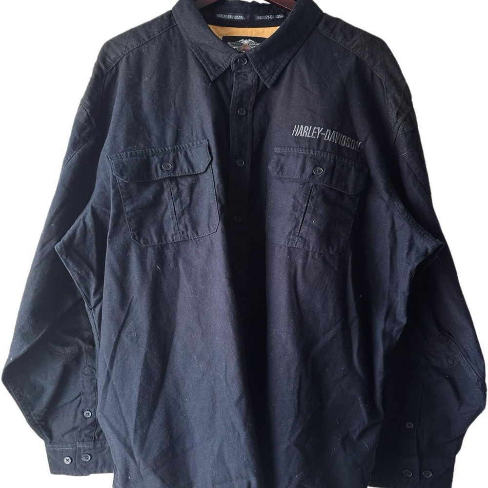 Y2K Vintage Harley Davison Black OVERSIZED Overshirt Shirt 3XL XXXL Goth Punk